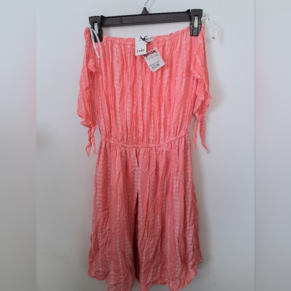 Strapless peach dress